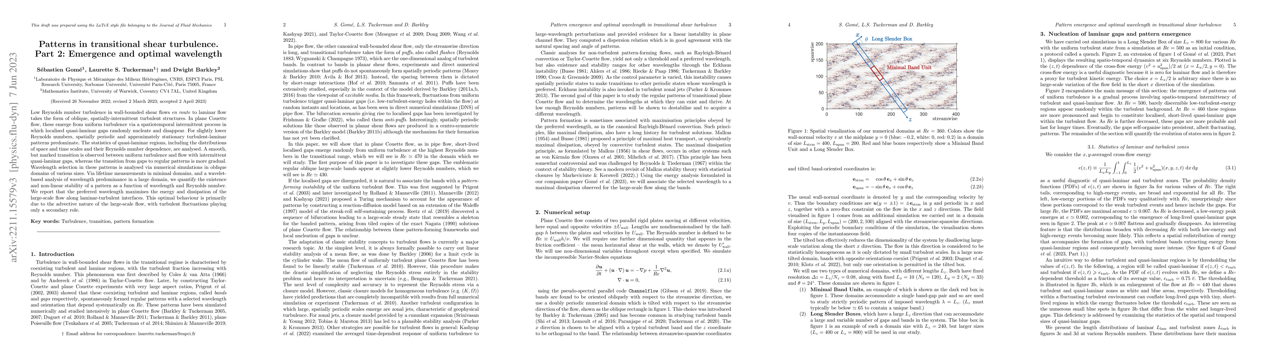 Thumbnail for Patterns in transitional shear turbulence. Part 2: Emergence and optimal
  wavelength
