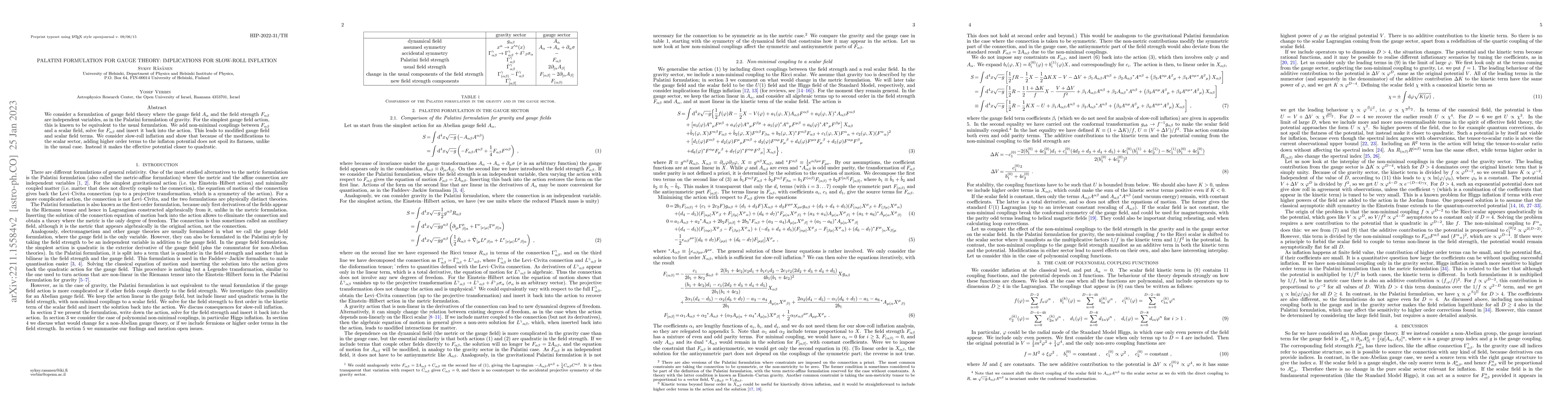 Thumbnail for Palatini formulation for gauge theory: implications for slow-roll
  inflation