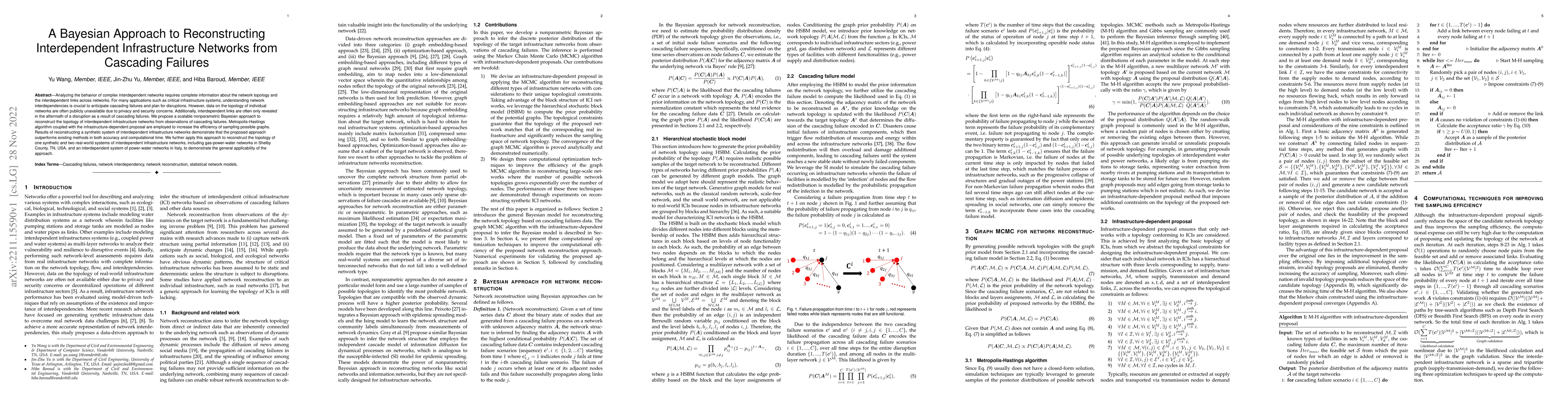 Thumbnail for A Bayesian Approach to Reconstructing Interdependent Infrastructure
  Networks from Cascading Failures