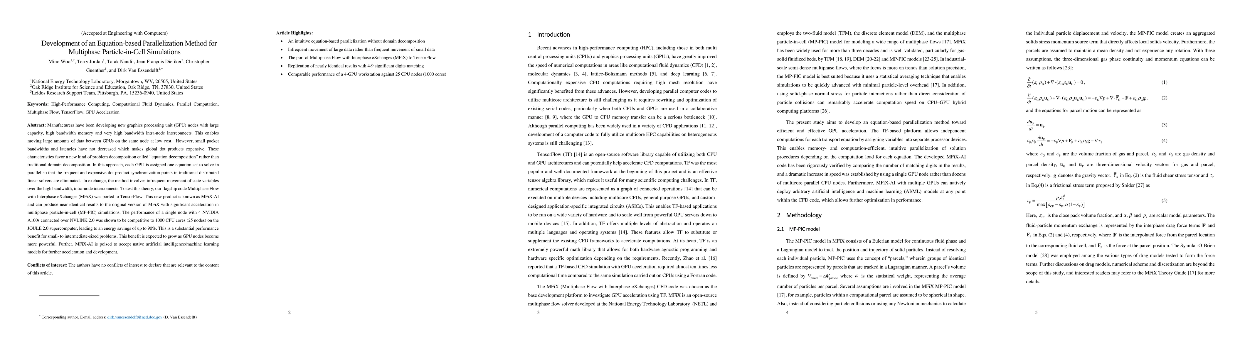 Thumbnail for Development of an Equation-based Parallelization Method for Multiphase
  Particle-in-Cell Simulations