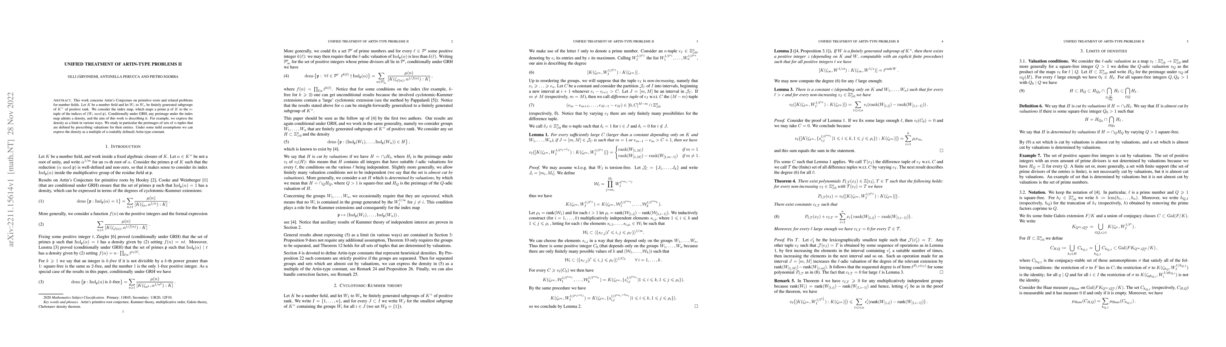 Thumbnail for Unified treatment of Artin-type problems II