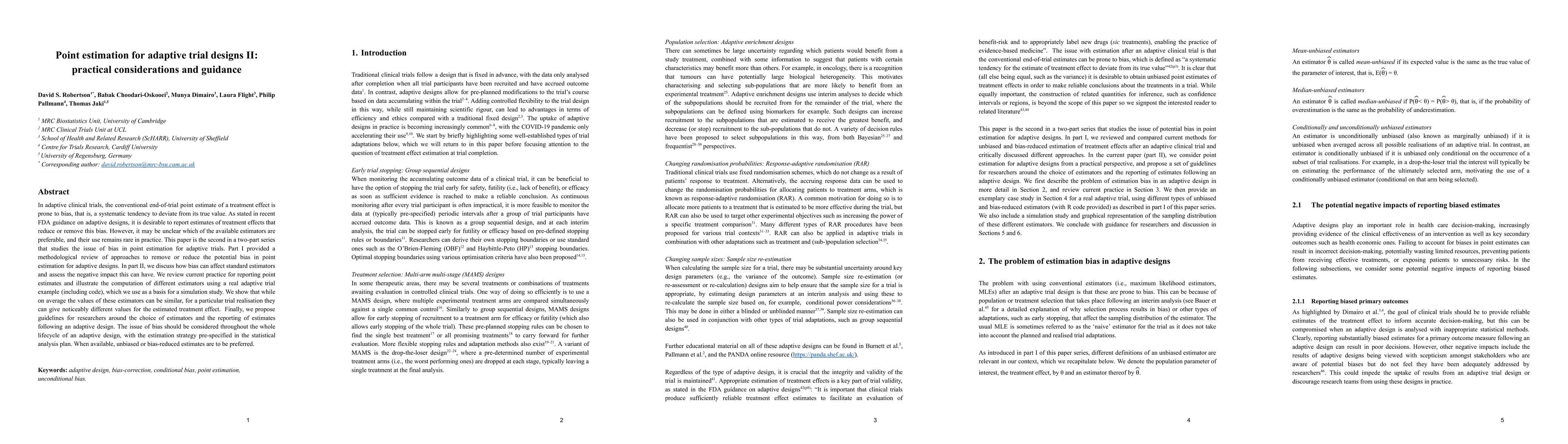 Thumbnail for Point estimation for adaptive trial designs II: practical considerations
  and guidance