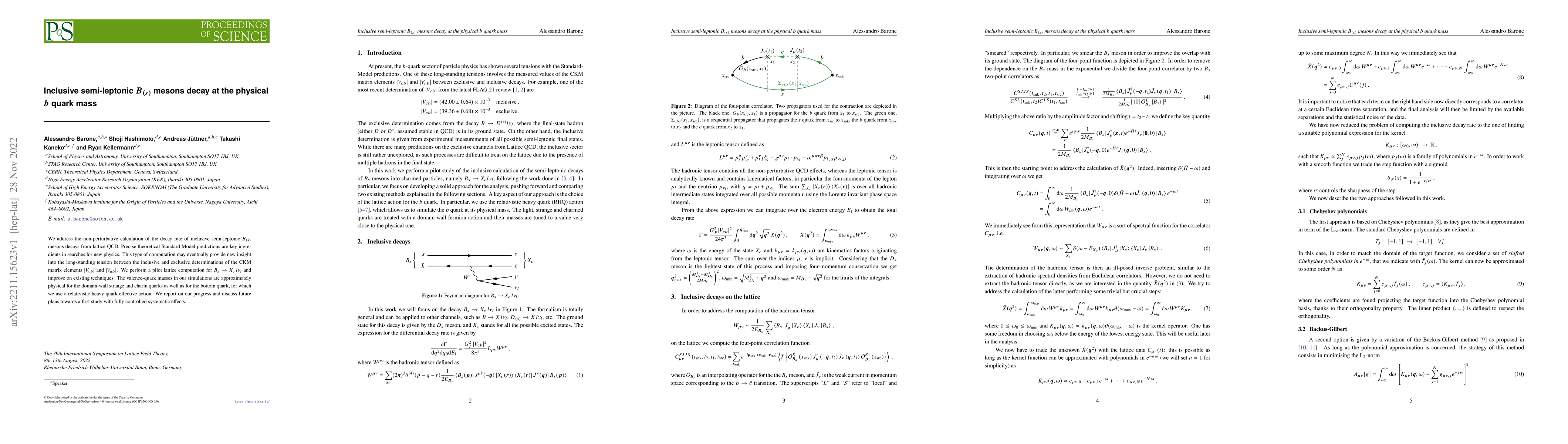 Thumbnail for Inclusive semi-leptonic $B_{(s)}$ mesons decay at the physical $b$ quark
  mass