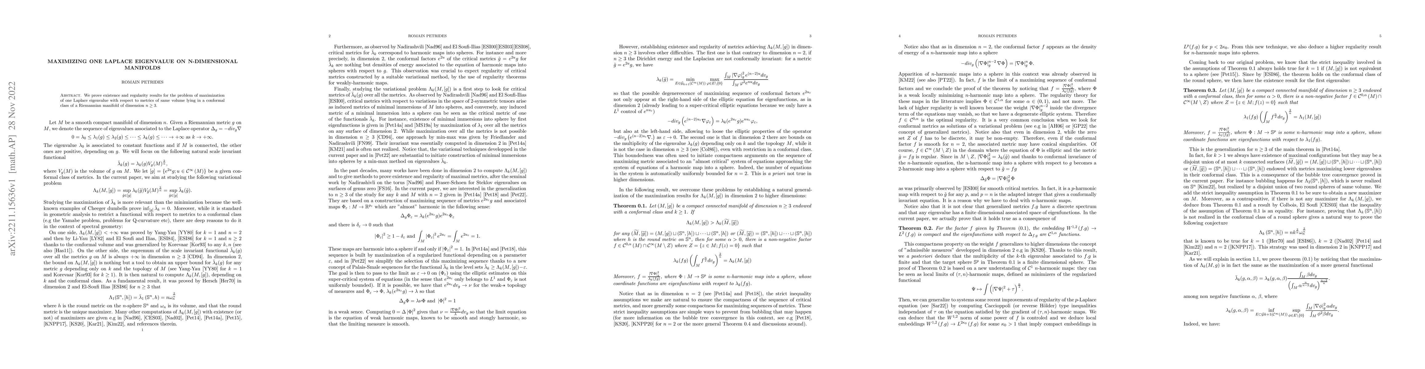 Thumbnail for Maximizing one Laplace eigenvalue on n-dimensional manifolds