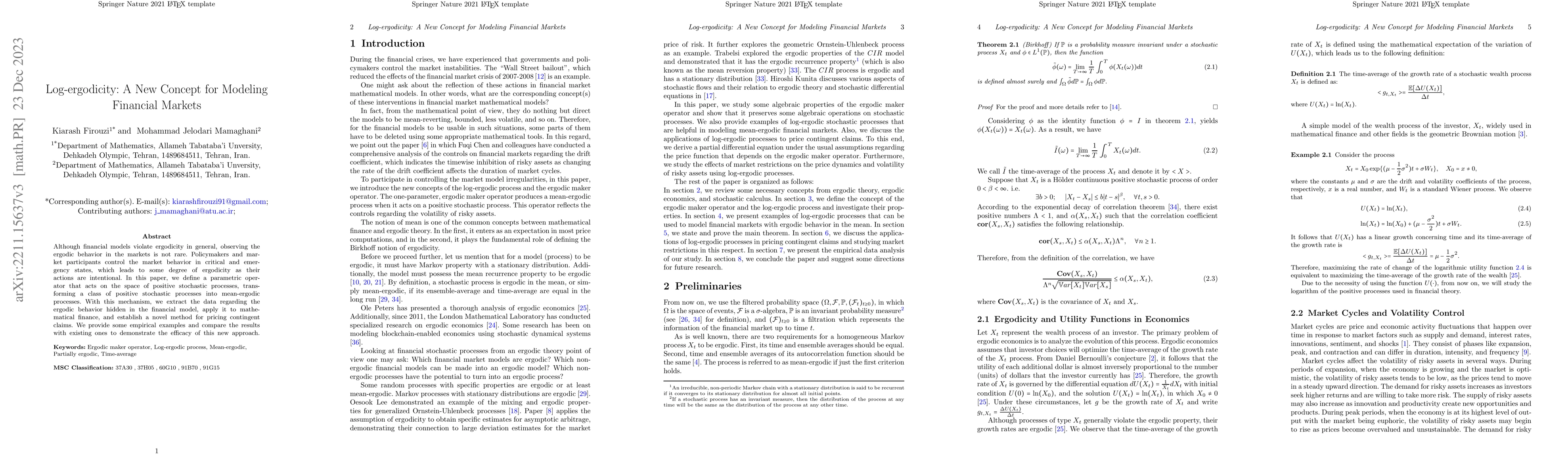 Thumbnail for Log-ergodicity: A New Concept for Modeling Financial Markets