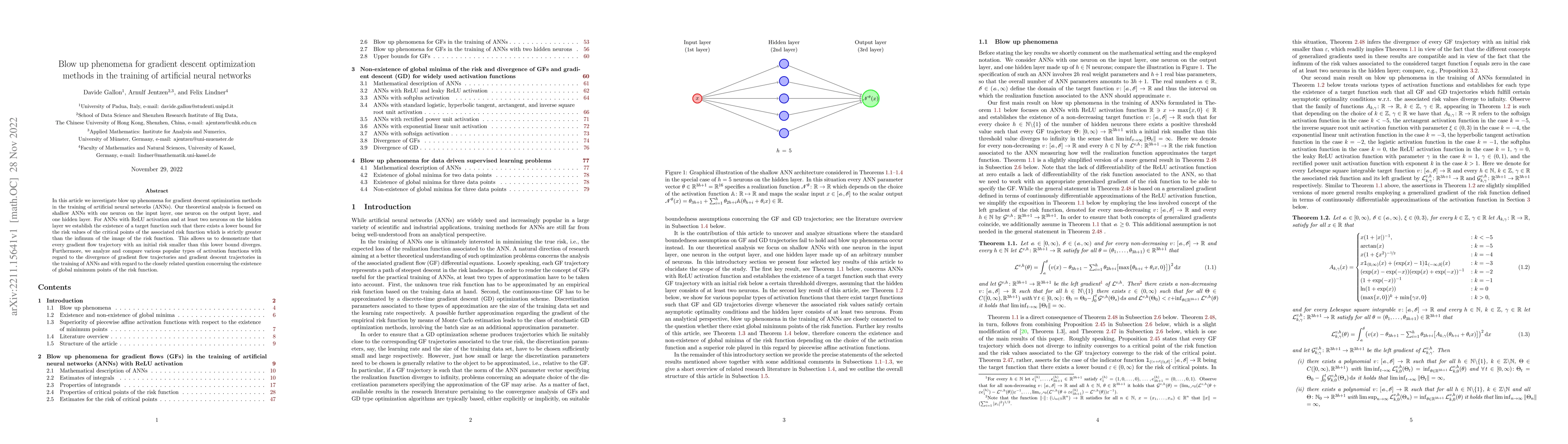 Thumbnail for Blow up phenomena for gradient descent optimization methods in the
  training of artificial neural networks