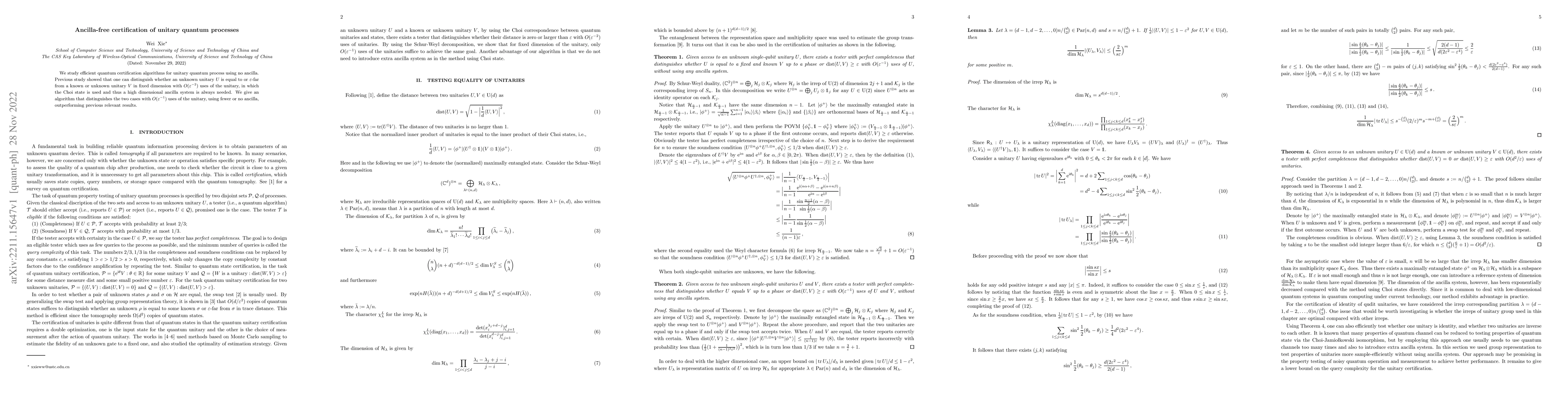 Thumbnail for Ancilla-free certification of unitary quantum processes