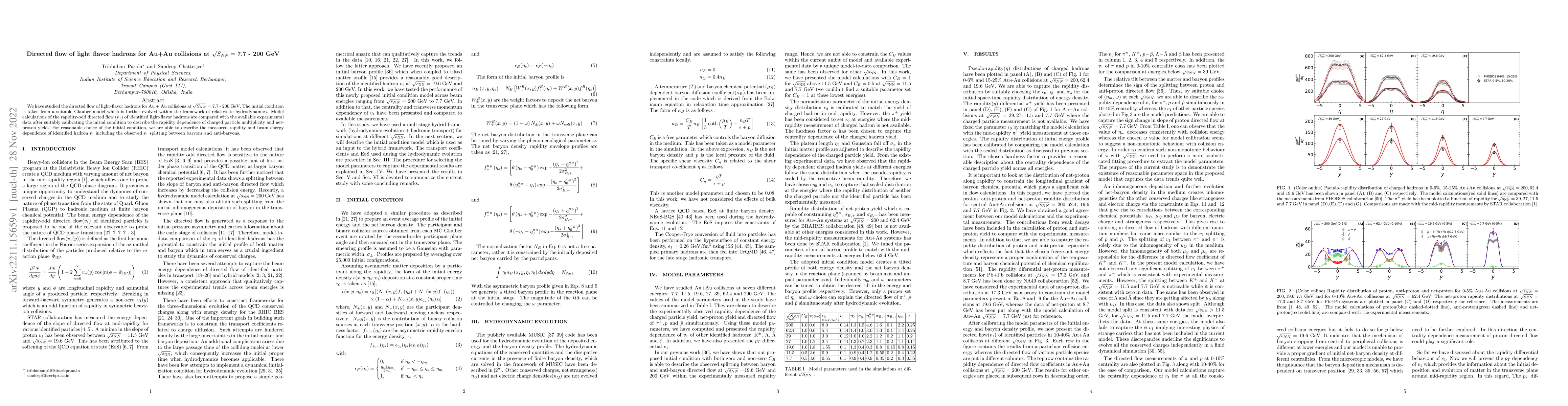 Thumbnail for Directed flow of light flavor hadrons for Au+Au collisions at
  $\sqrt{S_{NN}}=$ 7.7-200 GeV