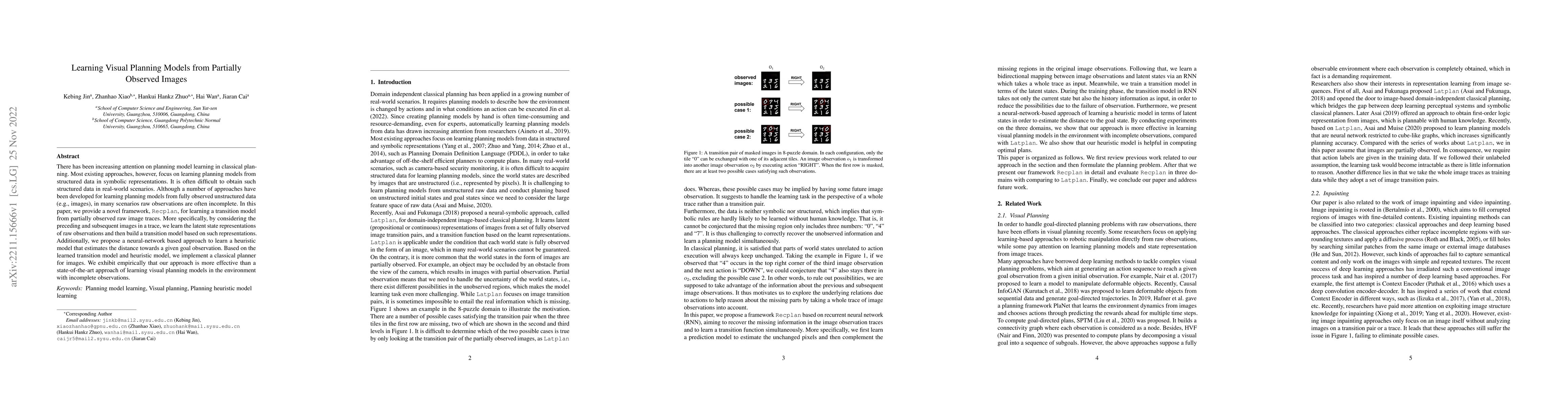 Thumbnail for Learning Visual Planning Models from Partially Observed Images