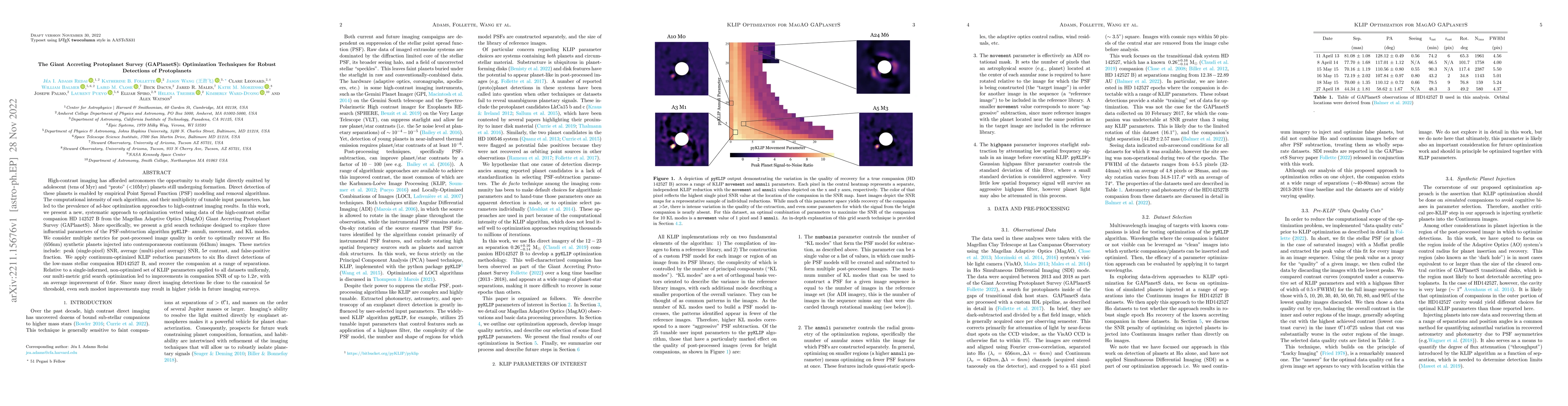 Thumbnail for The Giant Accreting Protoplanet Survey (GAPlanetS): Optimization
  Techniques for Robust Detections of Protoplanets