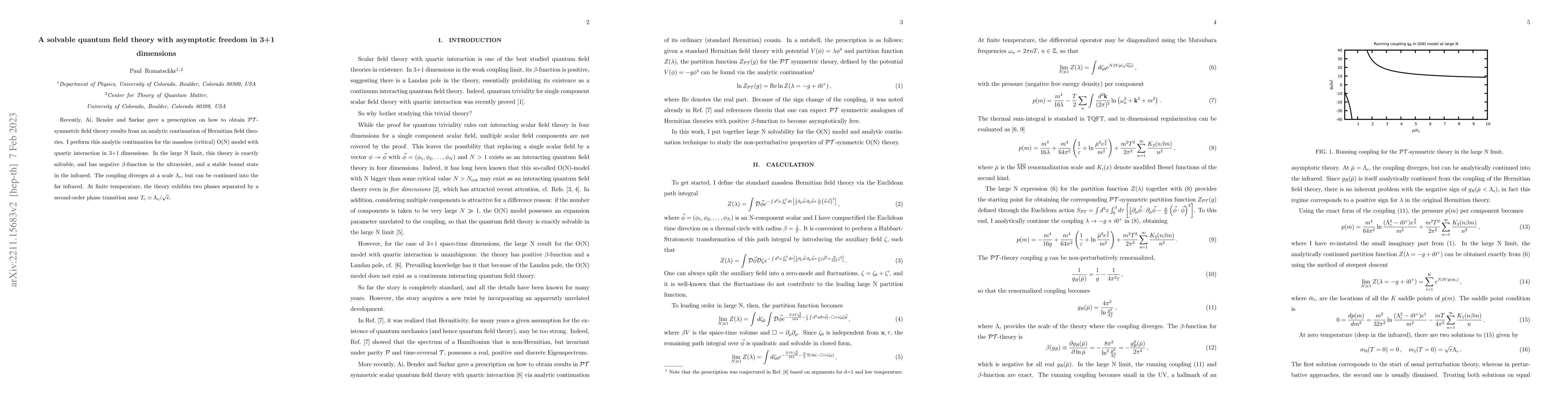 Thumbnail for A solvable quantum field theory with asymptotic freedom in 3+1
  dimensions