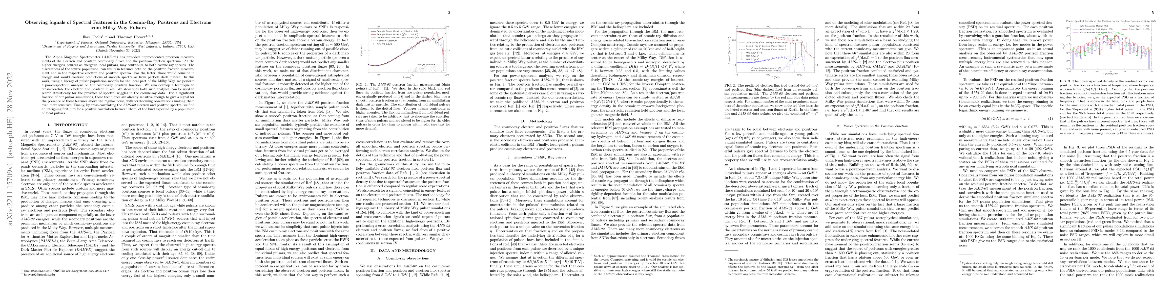 Thumbnail for Observing Signals of Spectral Features in the Cosmic-Ray Positrons and
  Electrons from Milky Way Pulsars