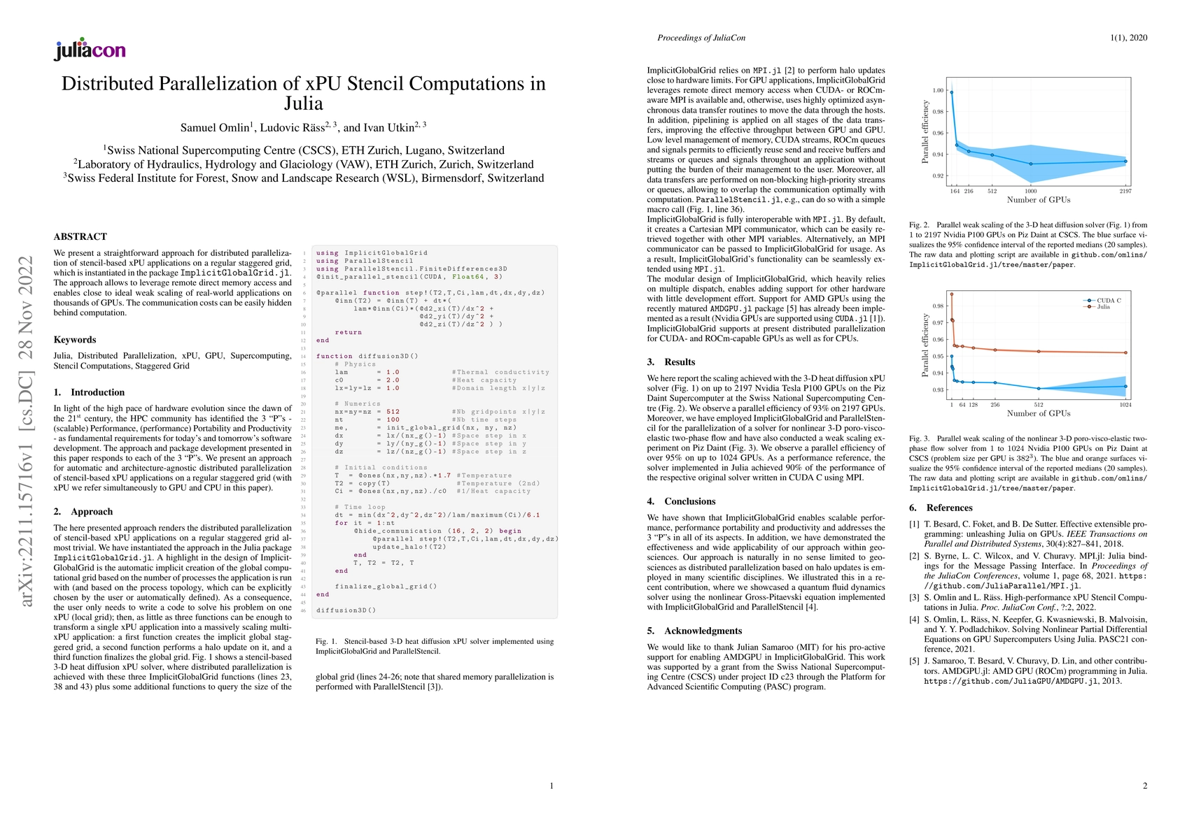Thumbnail for Distributed Parallelization of xPU Stencil Computations in Julia
