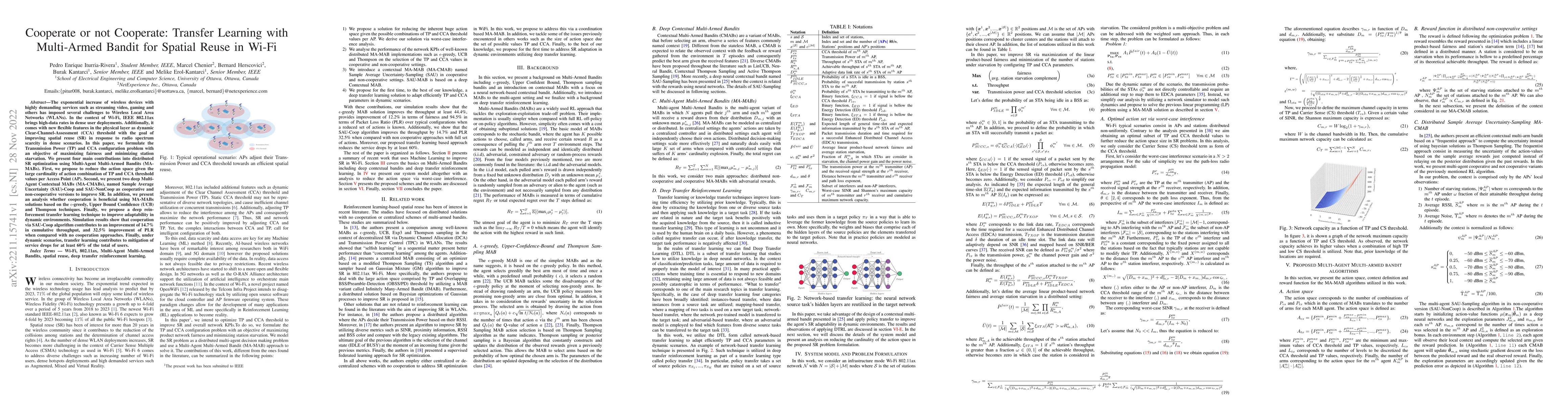Thumbnail for Cooperate or not Cooperate: Transfer Learning with Multi-Armed Bandit
  for Spatial Reuse in Wi-Fi