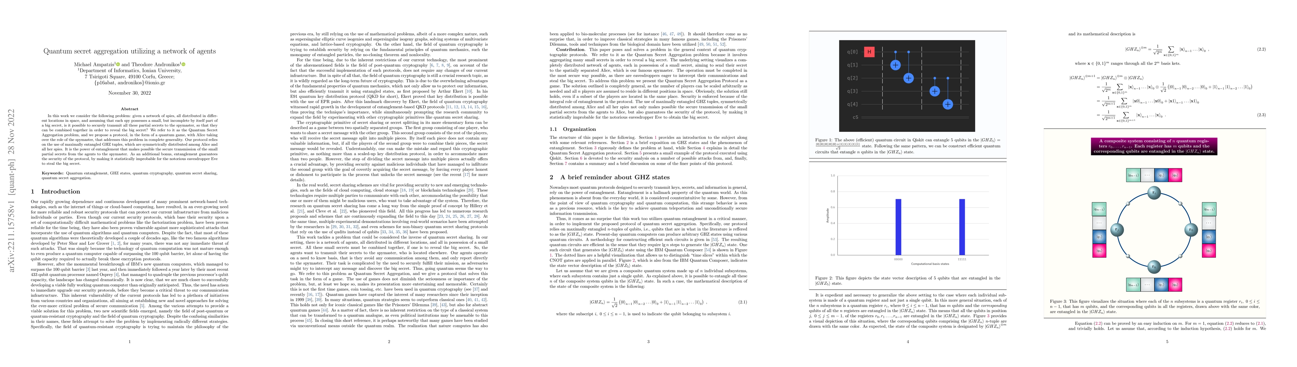 Thumbnail for Quantum secret aggregation utilizing a network of agents