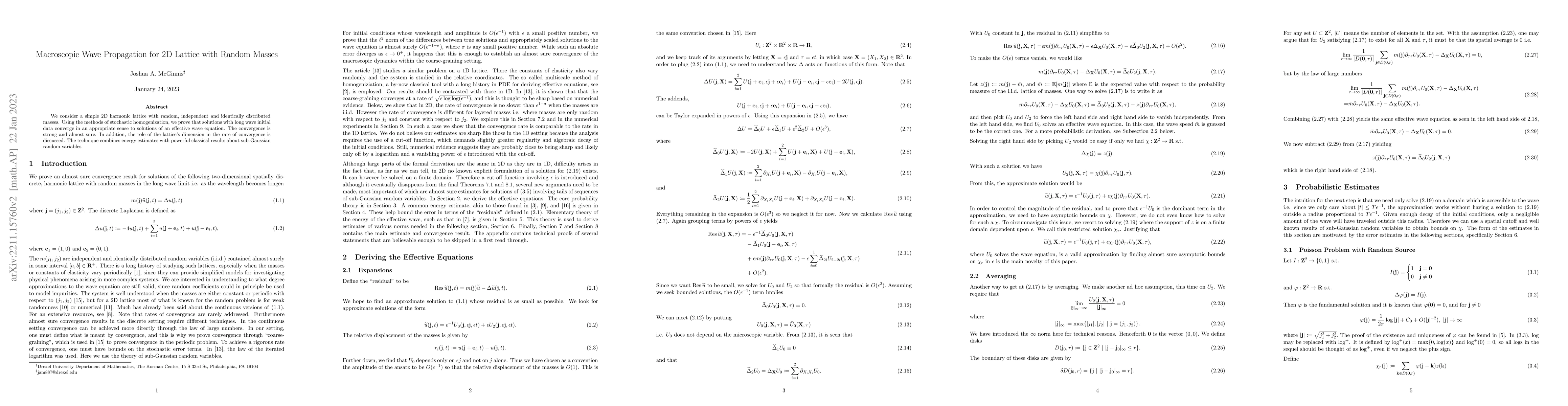 Thumbnail for Macroscopic Wave Propagation for 2D Lattice with Random Masses