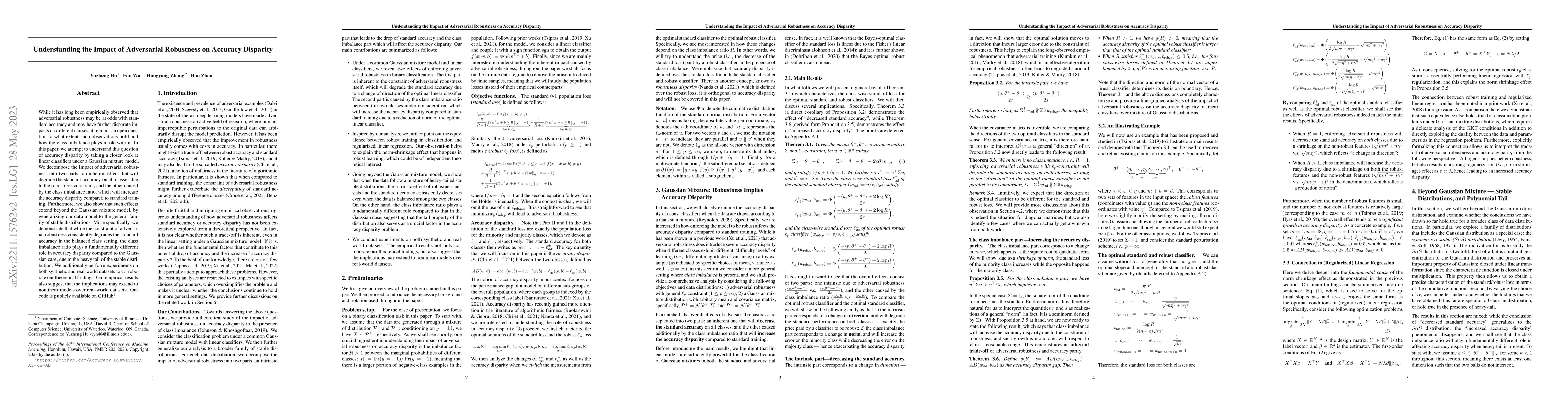 Thumbnail for Understanding the Impact of Adversarial Robustness on Accuracy Disparity