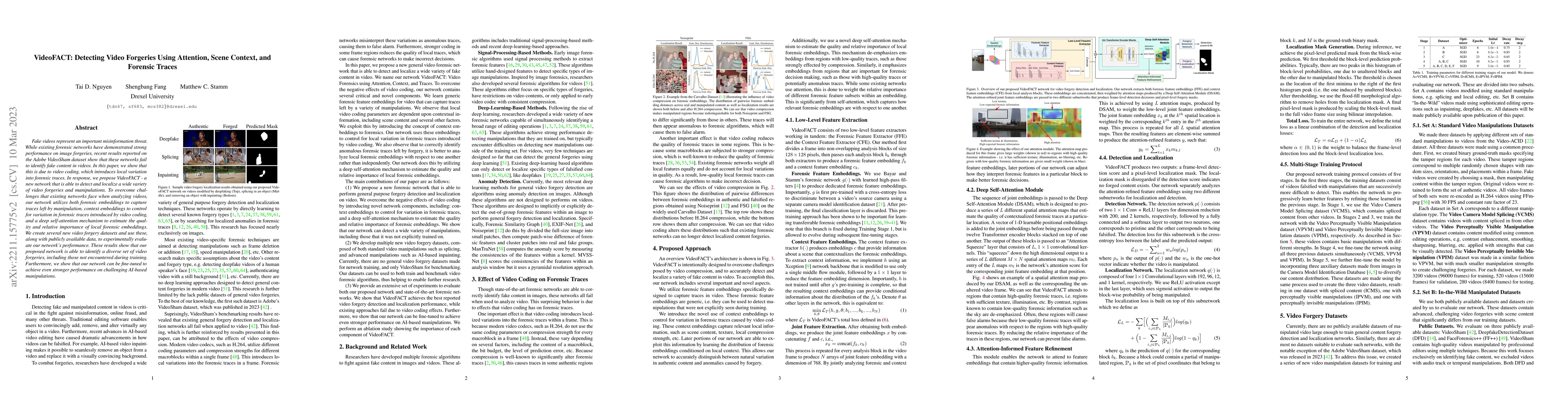 Thumbnail for VideoFACT: Detecting Video Forgeries Using Attention, Scene Context, and
  Forensic Traces