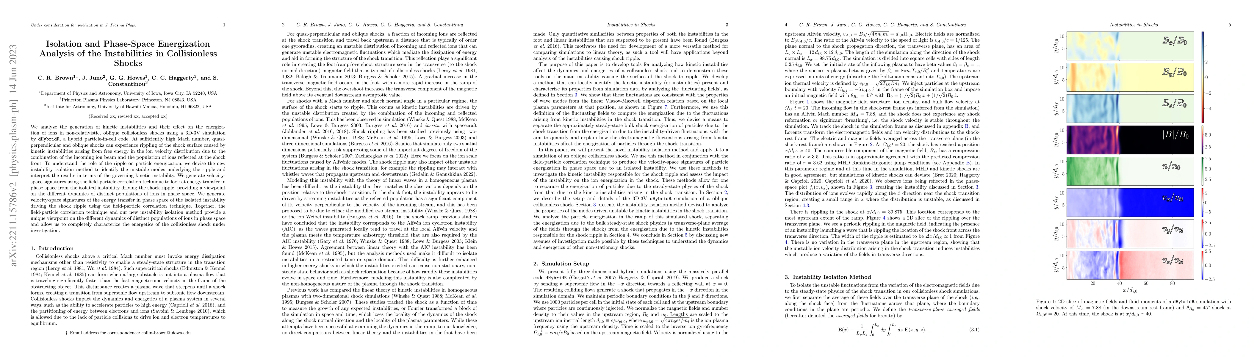 Thumbnail for Isolation and Phase-Space Energization Analysis of the Instabilities in
  Collisionless Shocks