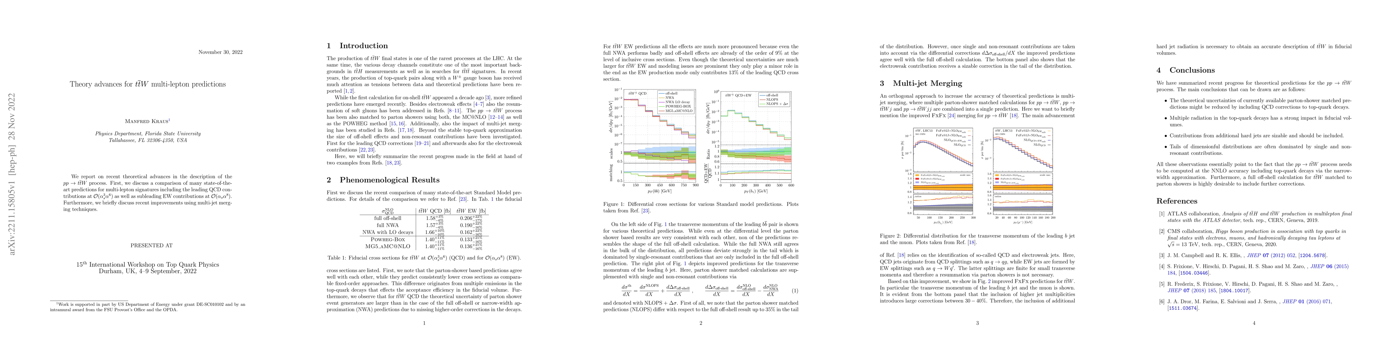 Thumbnail for Theory advances for $t\bar{t}W$ multi-lepton predictions
