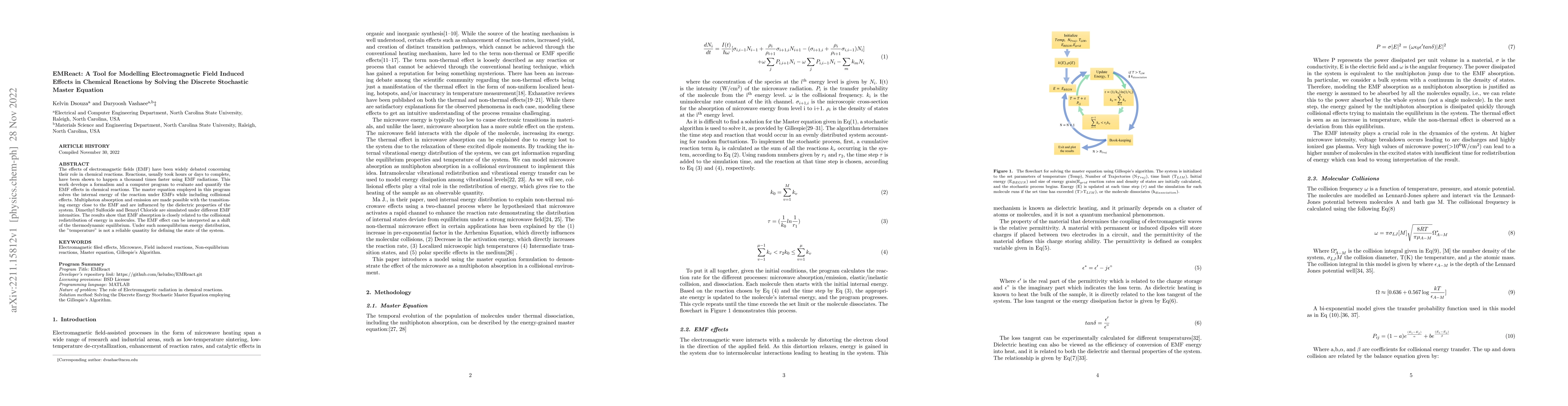 Thumbnail for EMReact: A Tool for Modelling Electromagnetic Field Induced Effects in
  Chemical Reactions by Solving the Discrete Stochastic Master Equation