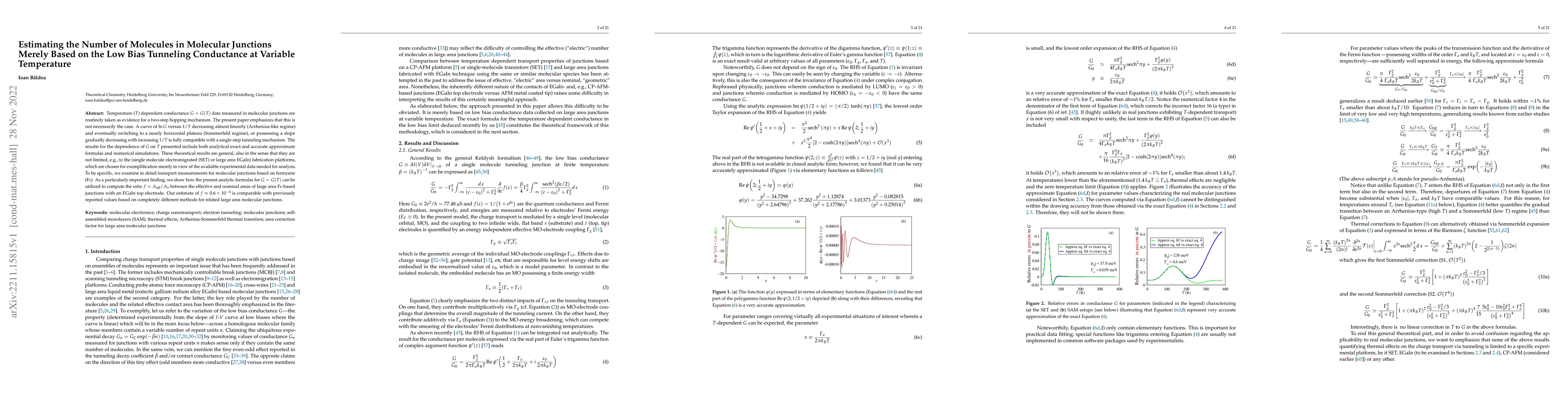 Thumbnail for Estimating the Number of Molecules in Molecular Junctions Merely Based
  on the Low Bias Tunneling Conductance at Variable Temperature