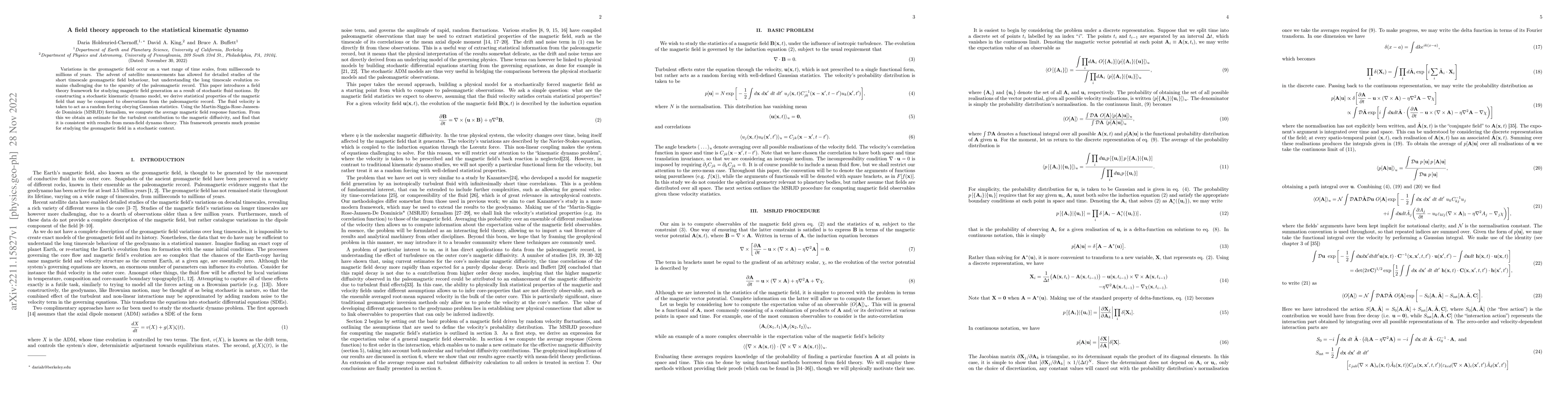 Thumbnail for A field theory approach to the statistical kinematic dynamo