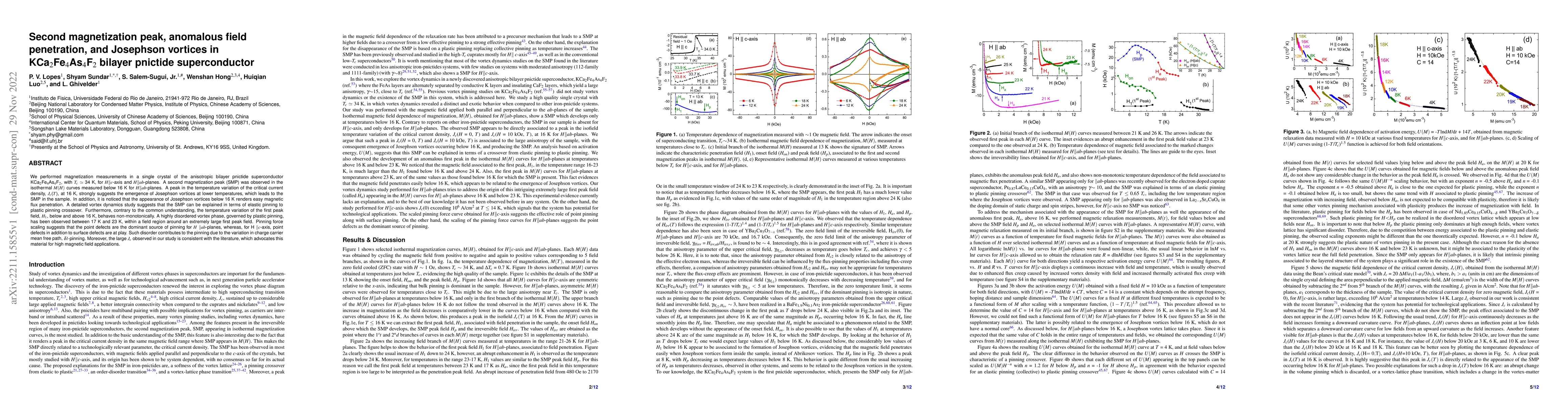 Thumbnail for Second magnetization peak, anomalous field penetration, and Josephson
  vortices in KCa$_2$Fe$_4$As$_4$F$_2$ bilayer pnictide superconductor