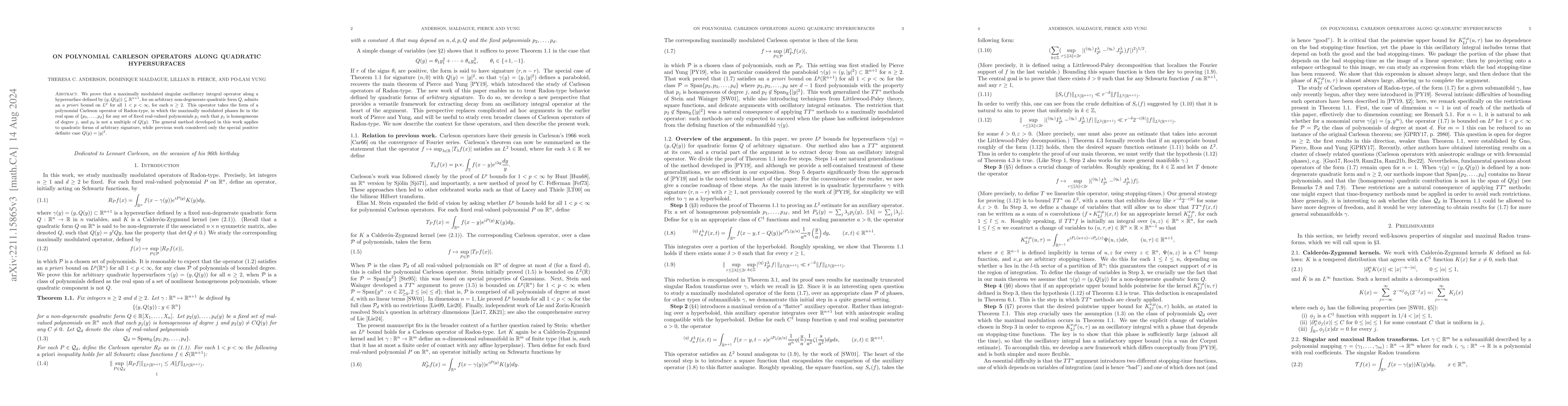 Thumbnail for On Polynomial Carleson operators along quadratic hypersurfaces