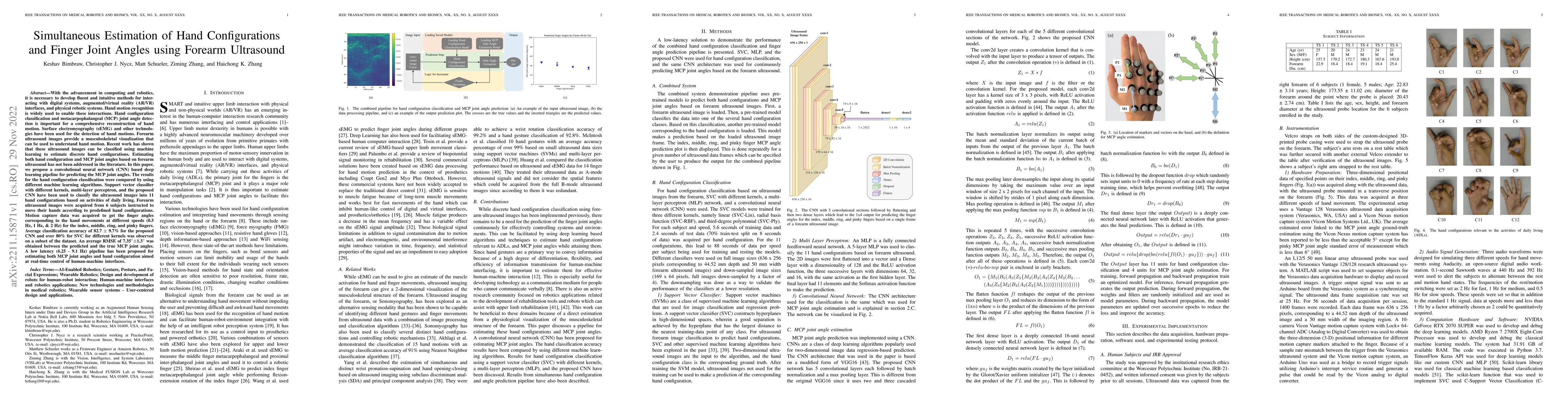 Thumbnail for Simultaneous Estimation of Hand Configurations and Finger Joint Angles
  using Forearm Ultrasound