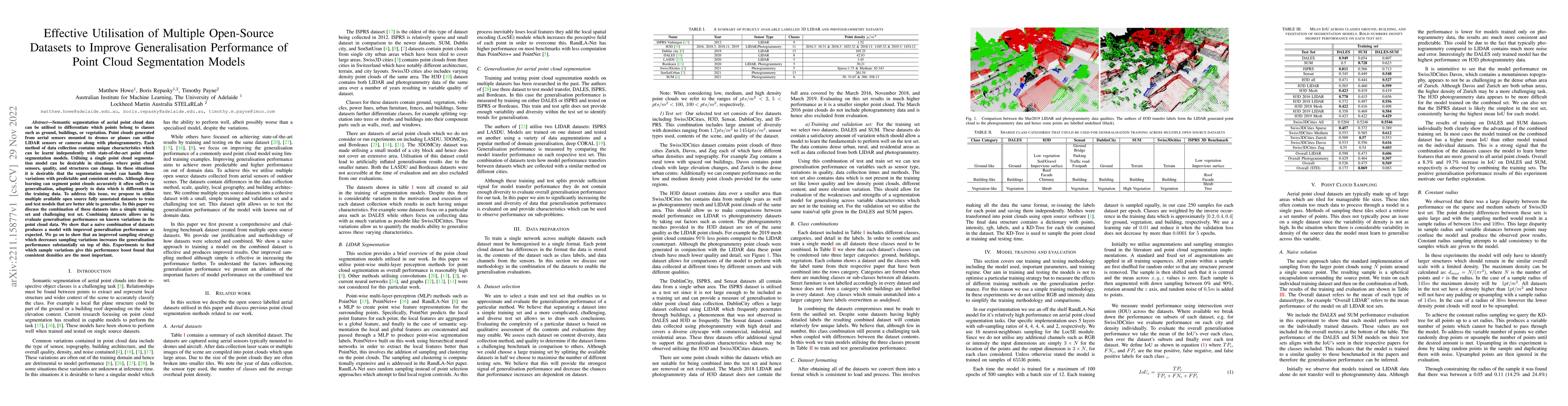 Thumbnail for Effective Utilisation of Multiple Open-Source Datasets to Improve
  Generalisation Performance of Point Cloud Segmentation Models