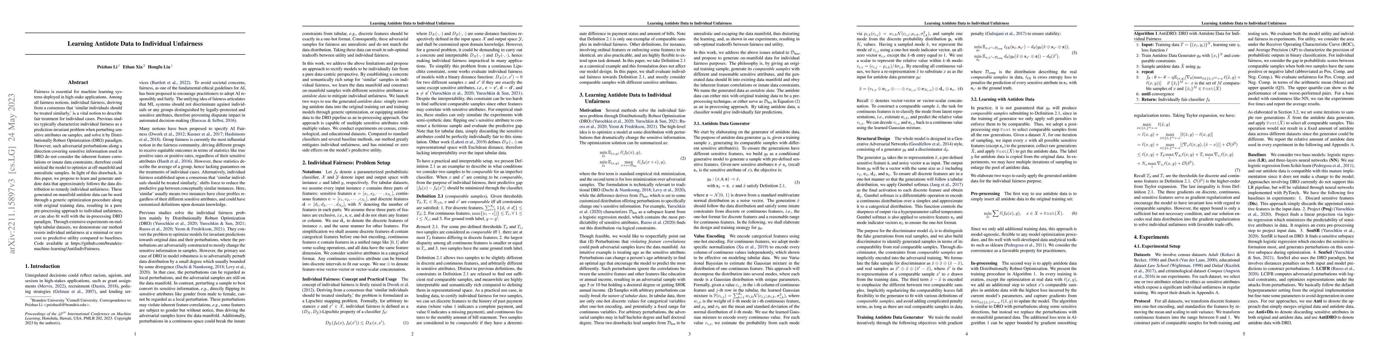 Thumbnail for Learning Antidote Data to Individual Unfairness