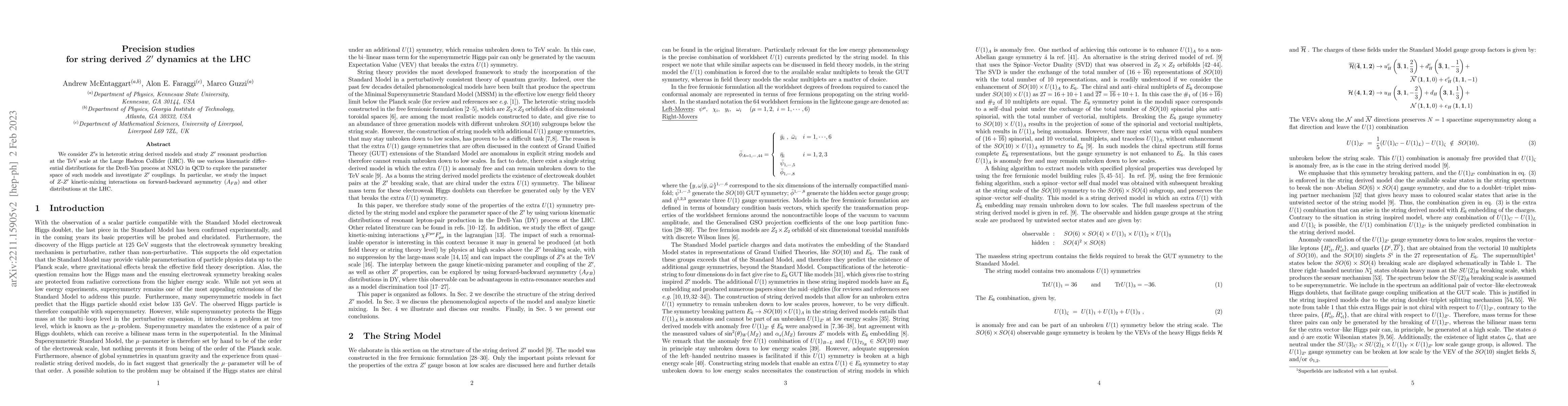 Thumbnail for Precision studies for string derived $Z'$ dynamics at the LHC