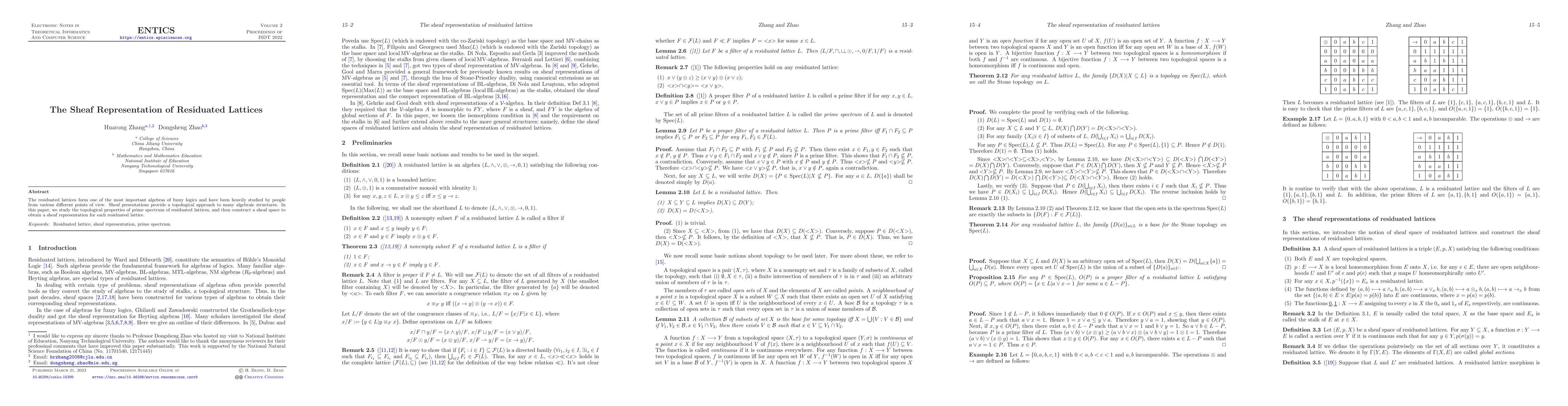 Thumbnail for The sheaf representation of residuated lattices