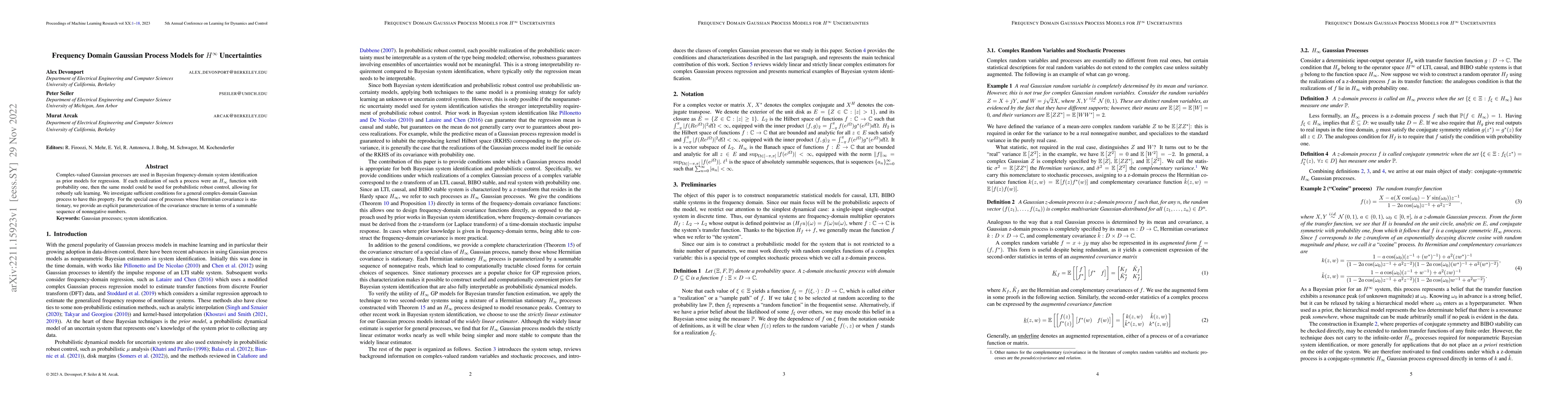 Thumbnail for Frequency Domain Gaussian Process Models for $H^\infty$ Uncertainties