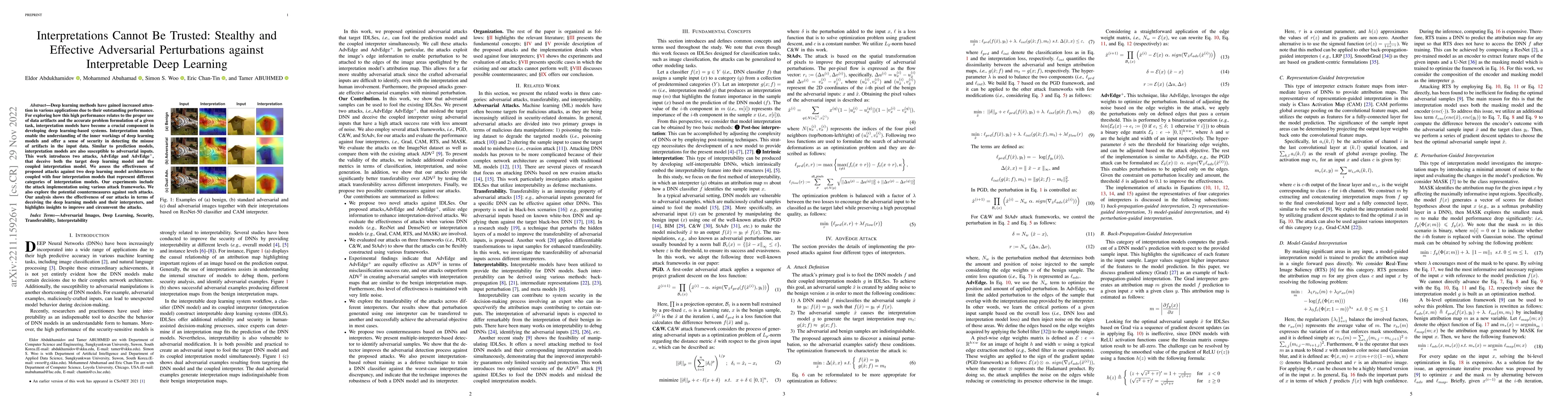 Thumbnail for Interpretations Cannot Be Trusted: Stealthy and Effective Adversarial
  Perturbations against Interpretable Deep Learning