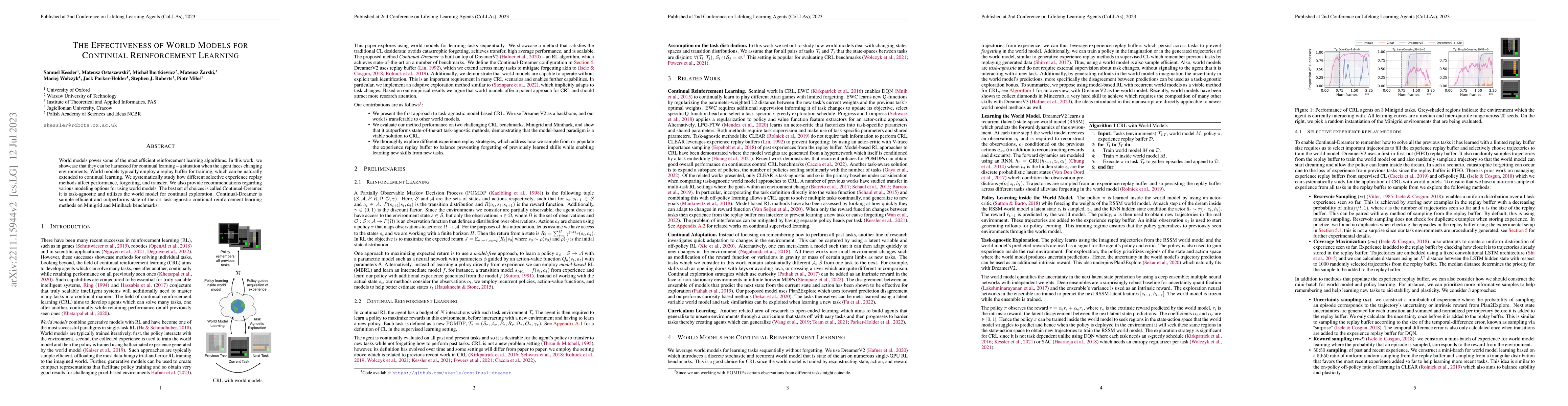 Thumbnail for The Effectiveness of World Models for Continual Reinforcement Learning