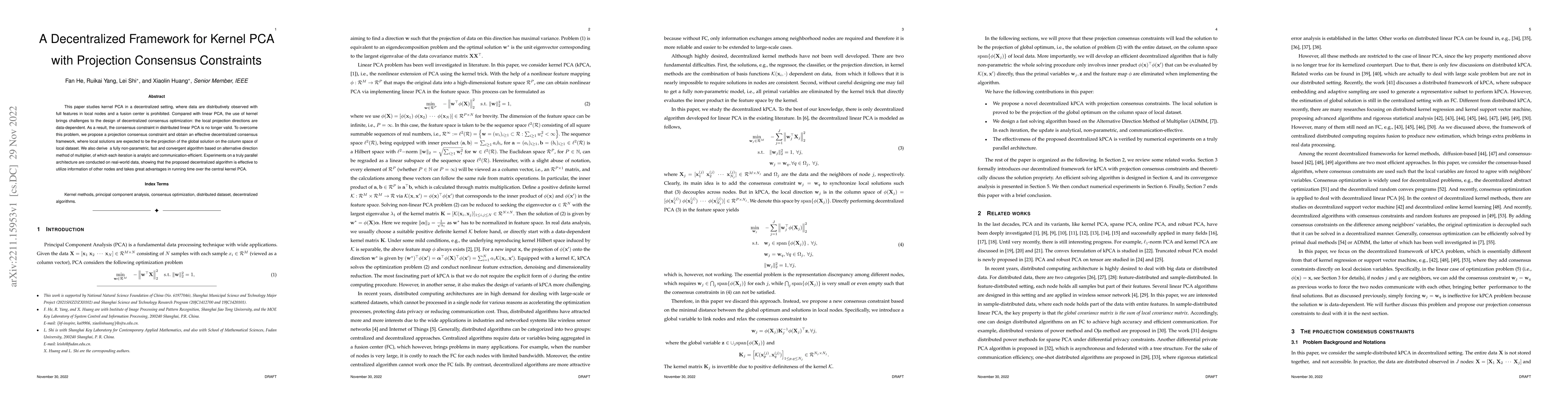 Thumbnail for A Decentralized Framework for Kernel PCA with Projection Consensus
  Constraints