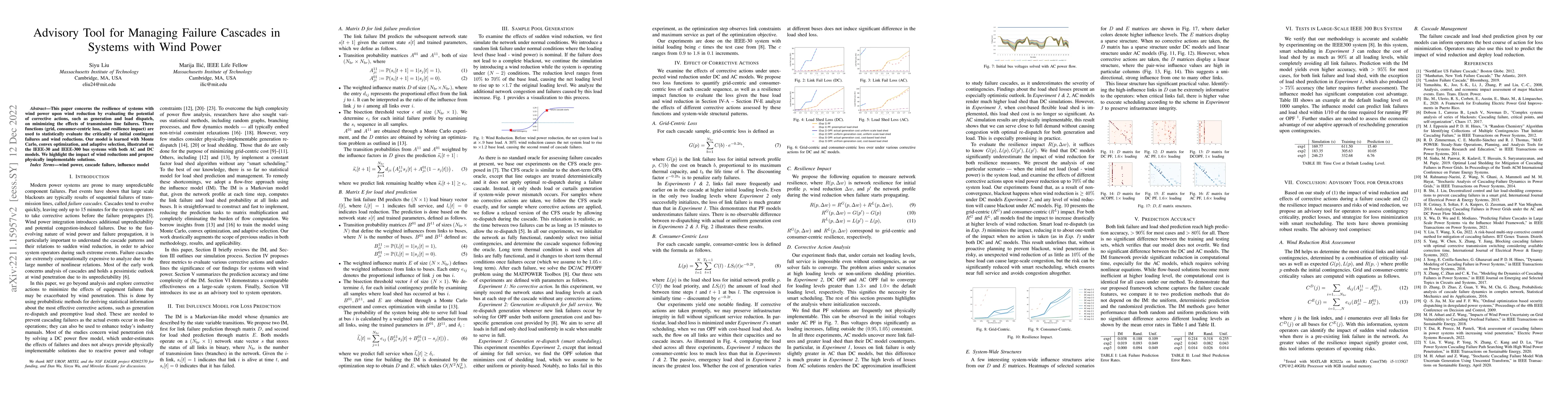 Thumbnail for Advisory Tool for Managing Failure Cascades in Systems with Wind Power