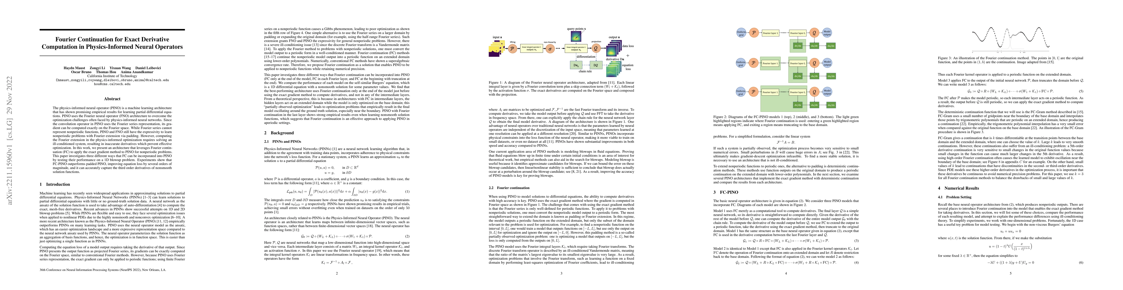 Thumbnail for Fourier Continuation for Exact Derivative Computation in
  Physics-Informed Neural Operators