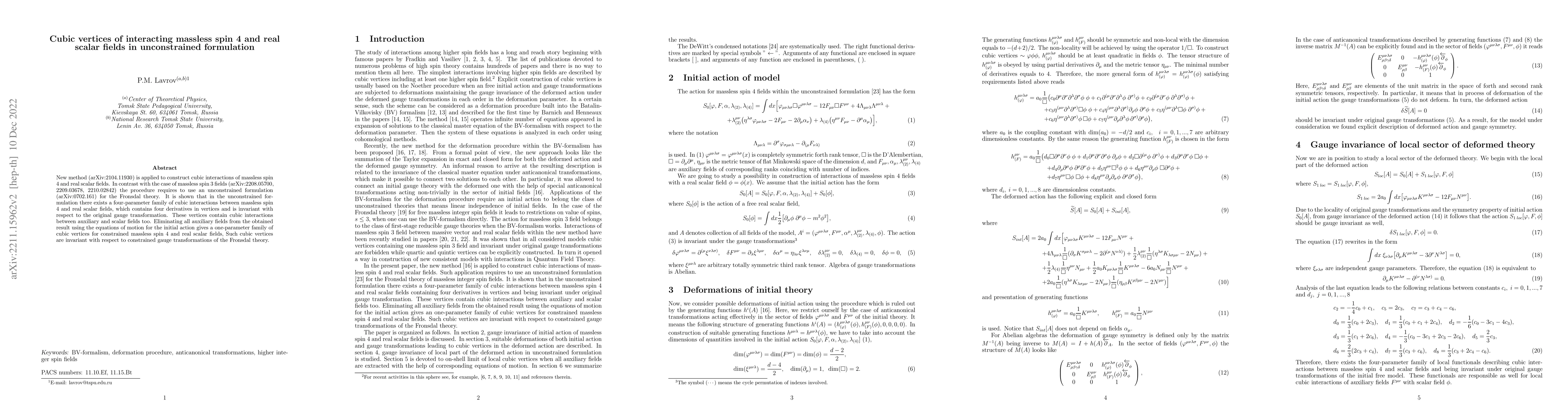 Thumbnail for Cubic vertices of interacting massless spin 4 and real scalar fields in
  unconstrained formulation