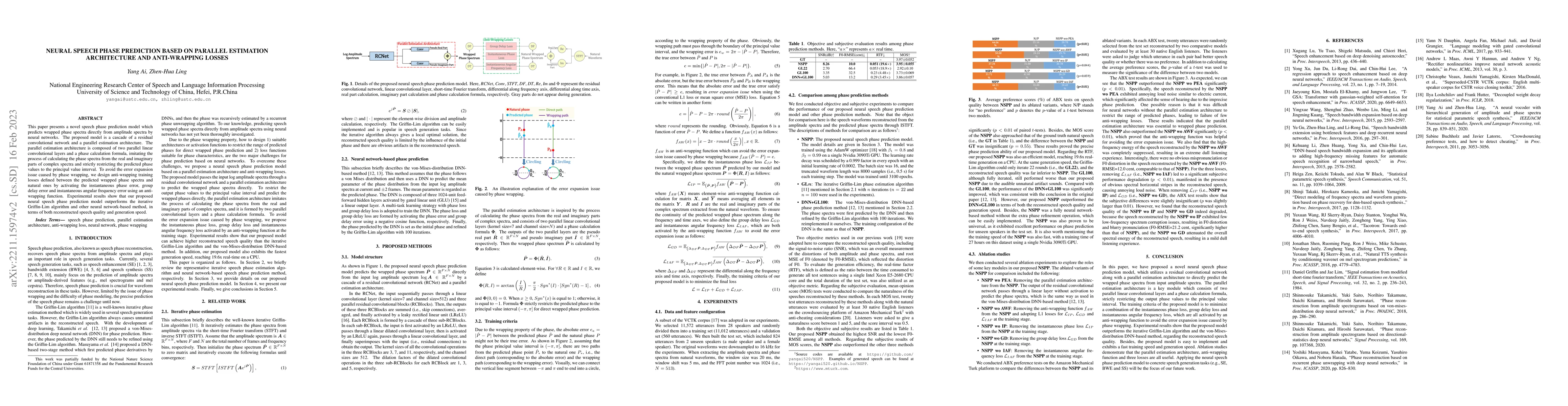 Thumbnail for Neural Speech Phase Prediction based on Parallel Estimation Architecture
  and Anti-Wrapping Losses
