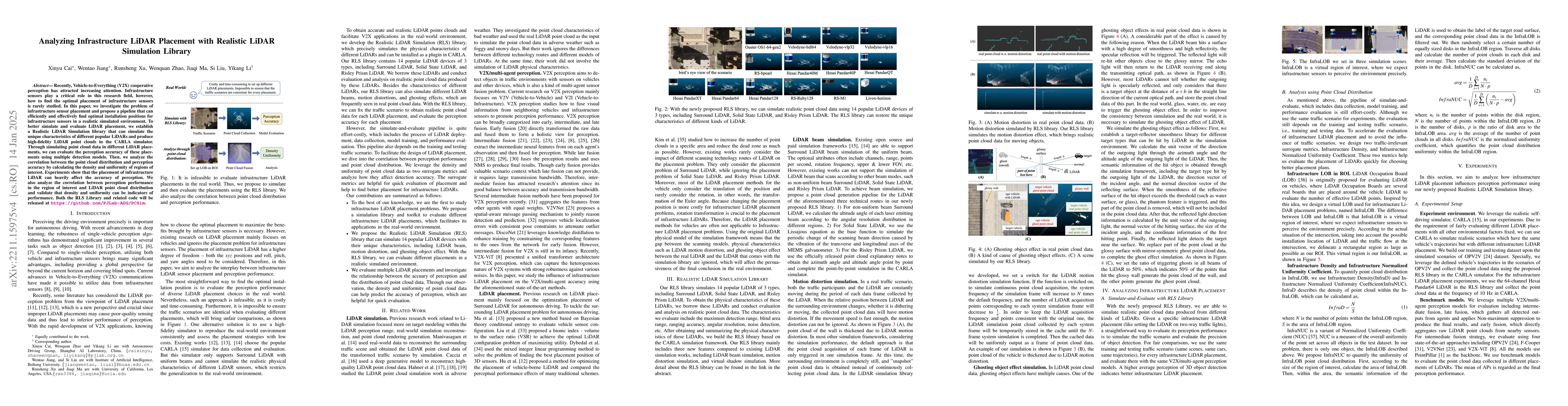 Thumbnail for Analyzing Infrastructure LiDAR Placement with Realistic LiDAR Simulation
  Library