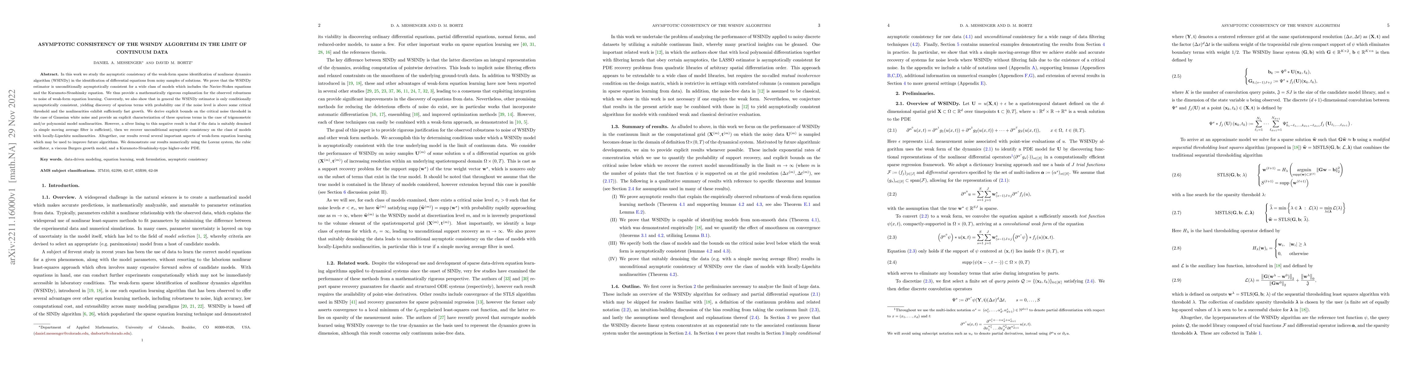 Thumbnail for Asymptotic consistency of the WSINDy algorithm in the limit of continuum
  data