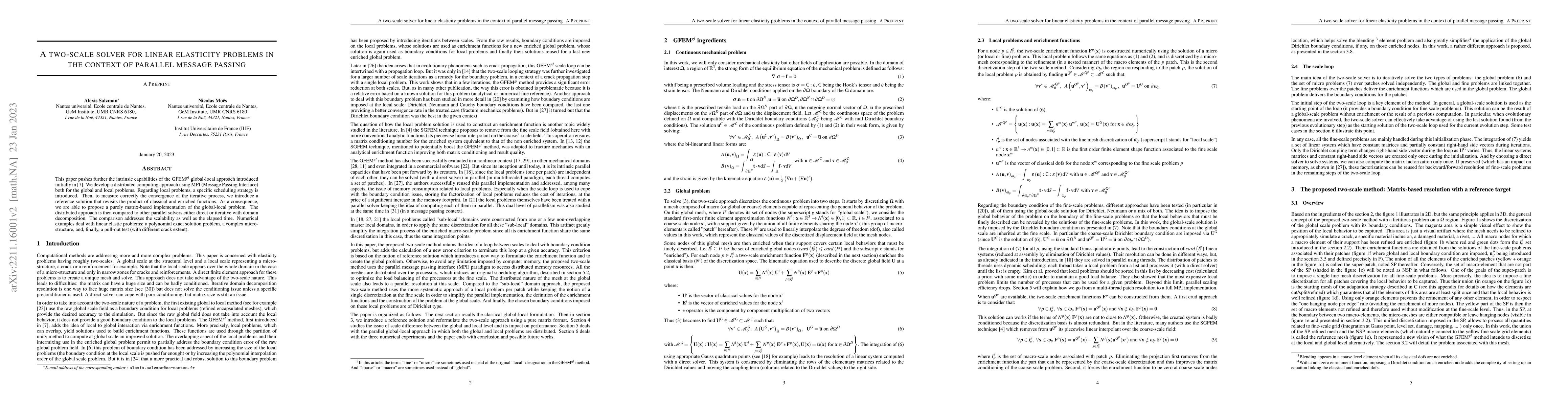 Thumbnail for A two-scale solver for linear elasticity problems in the context of
  parallel message passing