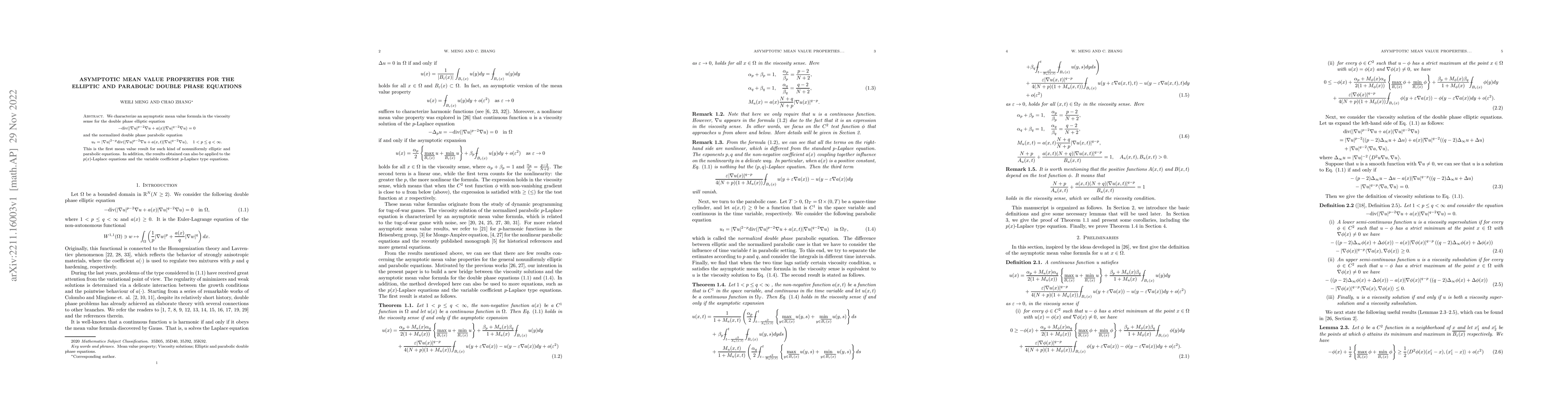 Thumbnail for Asymptotic mean value properties for the elliptic and parabolic double
  phase equations