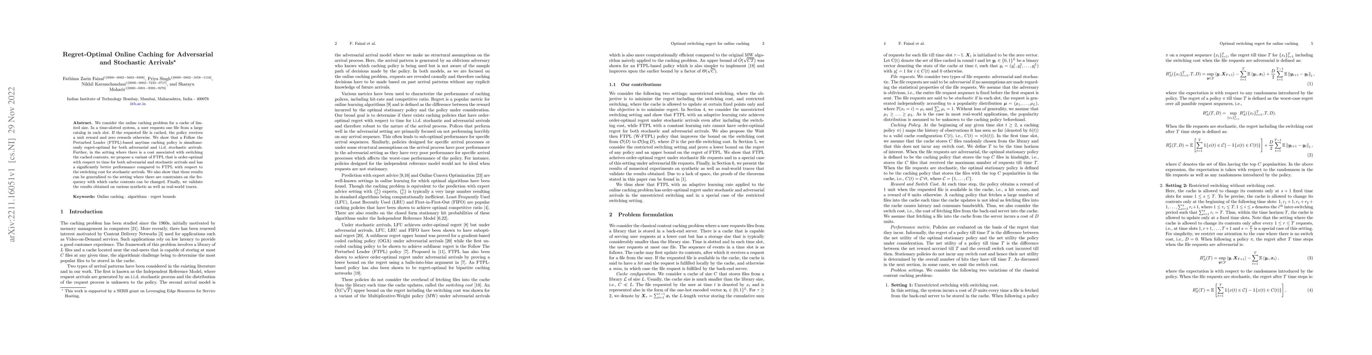 Thumbnail for Regret-Optimal Online Caching for Adversarial and Stochastic Arrivals