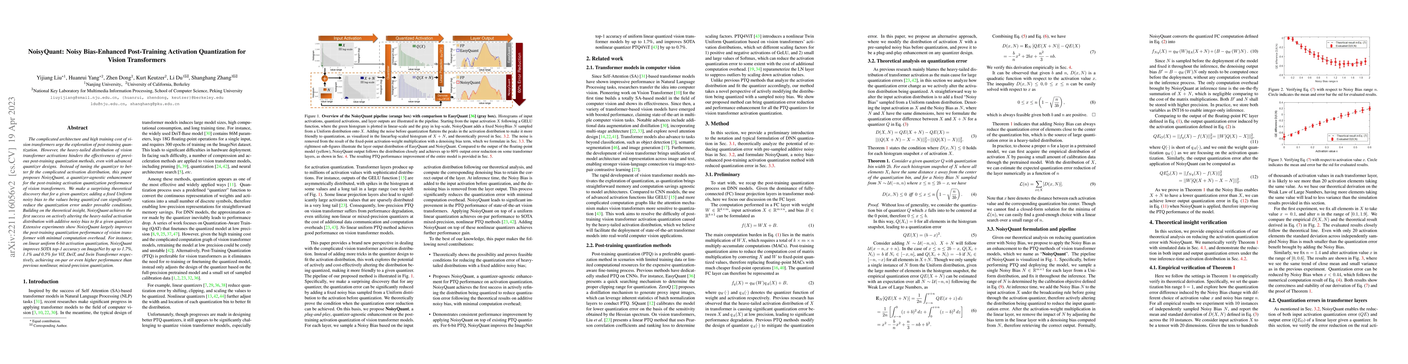 Thumbnail for NoisyQuant: Noisy Bias-Enhanced Post-Training Activation Quantization
  for Vision Transformers