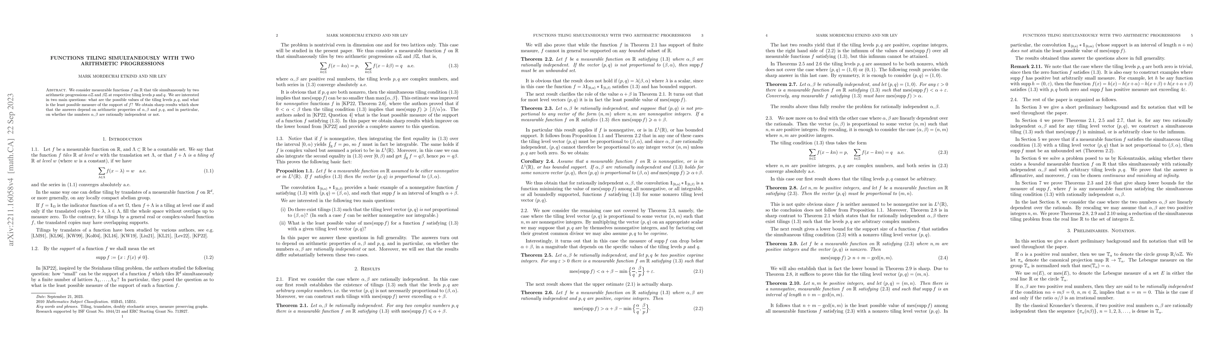 Thumbnail for Functions tiling simultaneously with two arithmetic progressions
