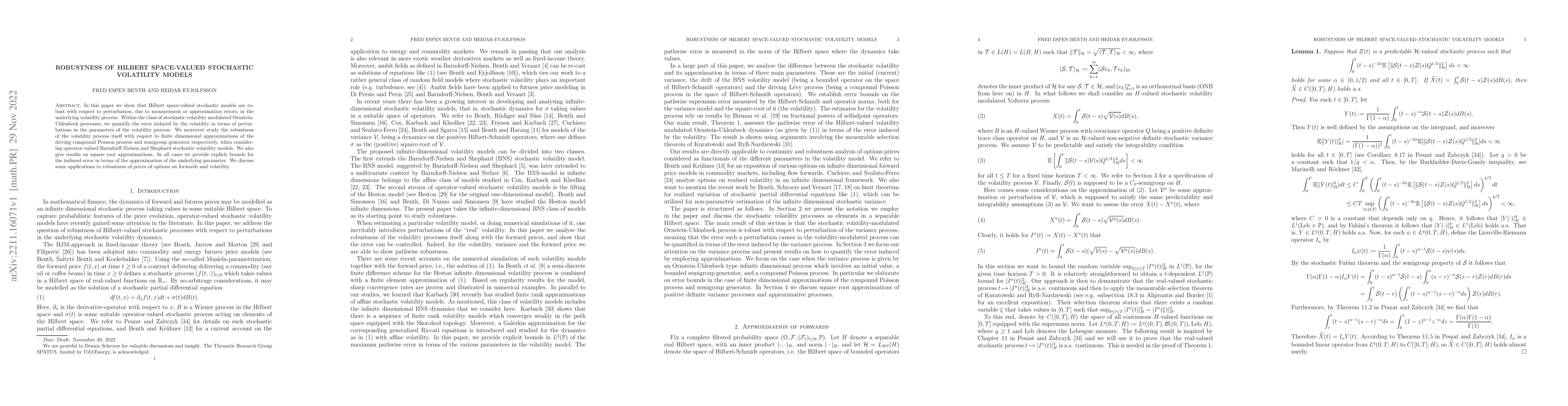 Thumbnail for Robustness of Hilbert space-valued stochastic volatility models